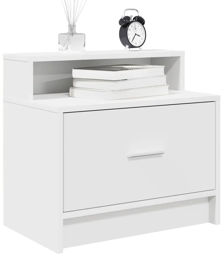 vidaXL Noptiere cu sertar 2 buc Alb 51x31x47 cm