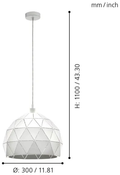 Eglo 97855 - Lustră pe cablu ROCCAFORTE 1xE27/60W/230V