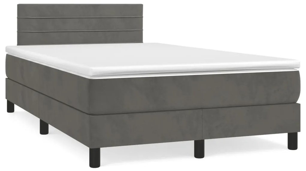 vidaXL Pat box spring cu saltea, gri închis, 120x190 cm, catifea