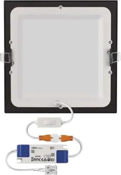 Plafonieră LED încastrată NEXXO, 18W, 230V, 3000/3500/4000K, negru, 22,5 x 22,5 cm