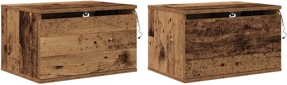 vidaXL Noptieră suspendată cu sertar 2 pcs Lemn vechi Lemn compozit