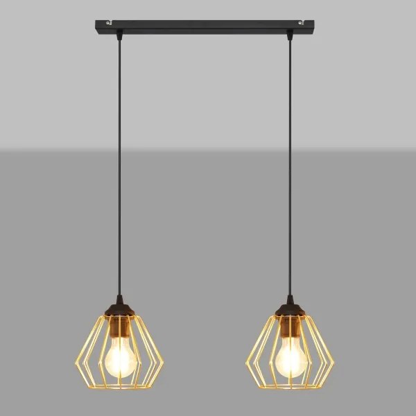 Lustră pe cablu AGAT 2xE27/15W/230V auriu/negru
