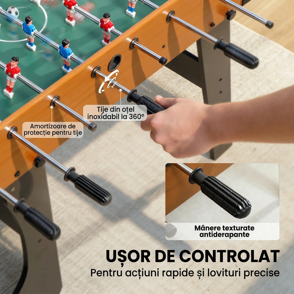 SPORTNOW Masă de fotbal pliabilă cu mânere antiderapante, 2 mingi și scor manual, maro | Aosom Romania