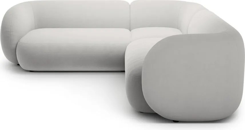 Colțar gri deschis cu tapițerie din catifea Kate – Micadoni