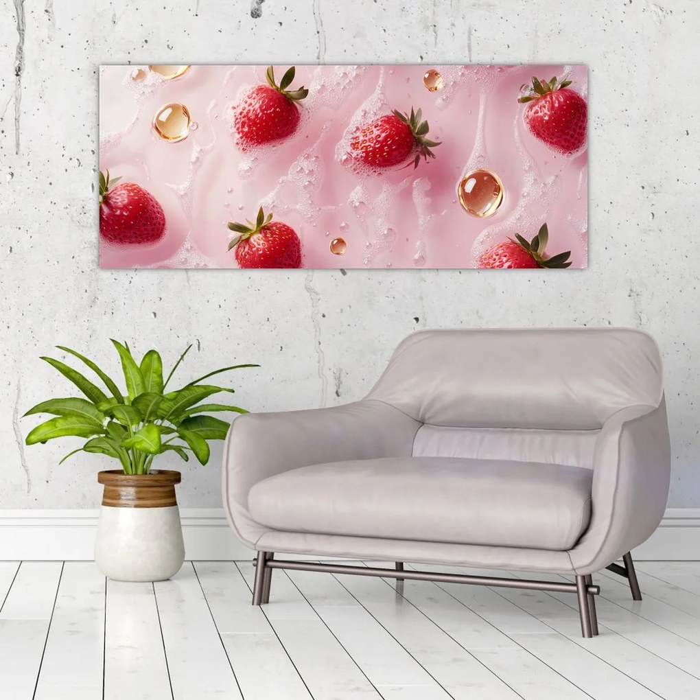 Tablou - Căpșuni în bule (120x50 cm)