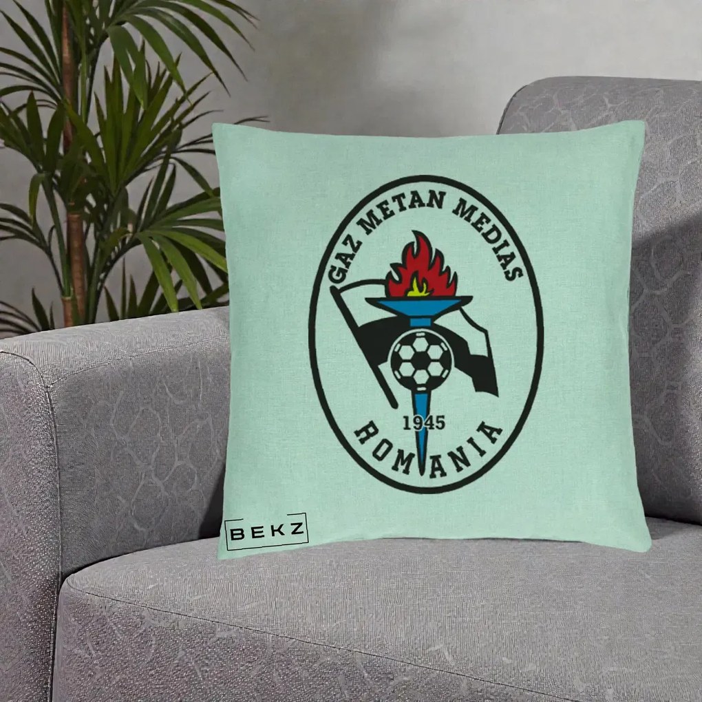 Perna Personalizata Gaz Metan Medias 1945 Fotbal, 40x40 cm, Verde Menta, Husa Detasabila, Perna Inclusa, BEKZ®