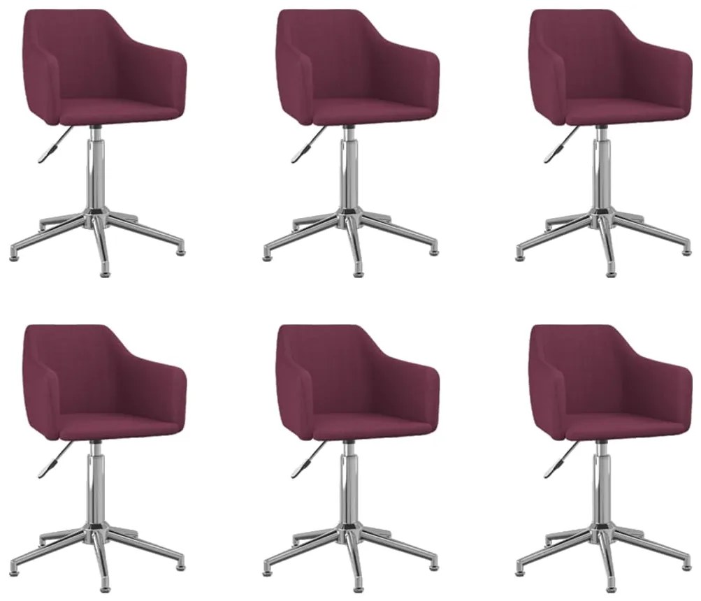 3092877 vidaXL Scaune de bucătărie pivotante, 6 buc., violet, textil