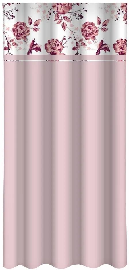 Draperie decorativă roz cu un imprimeu de flori roz Lățime: 160 cm | Lungime: 250 cm
