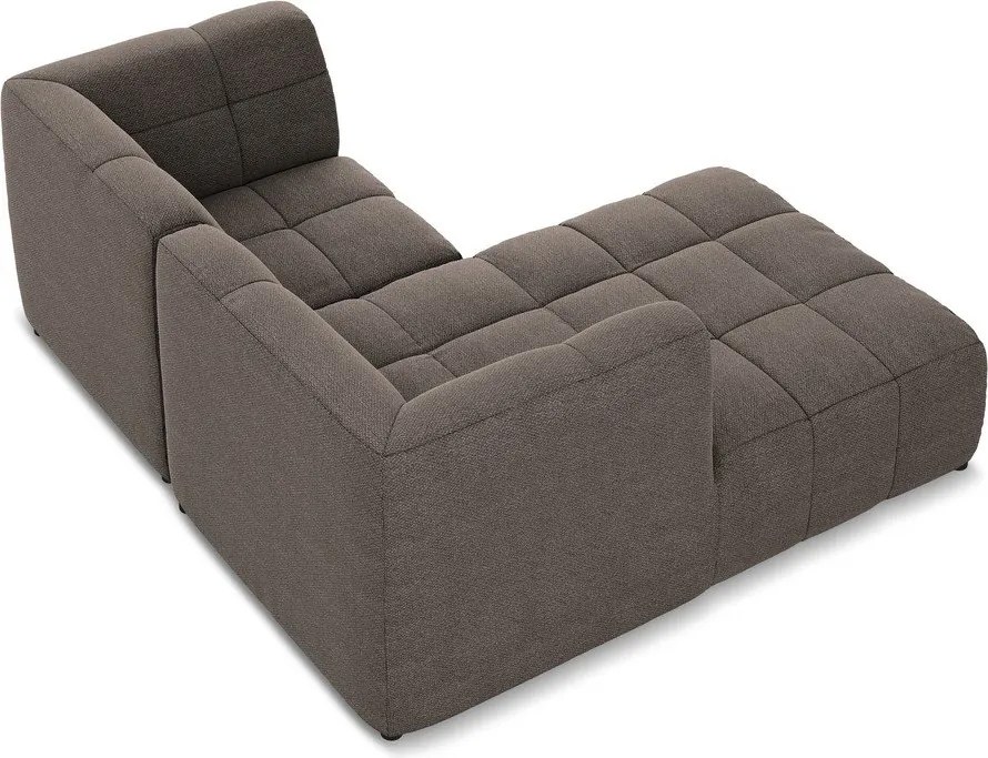 Colțar maro cu tapițerie din țesătură bouclé (cu colț pe partea stângă/cu șezlong) Aloha – Makamii