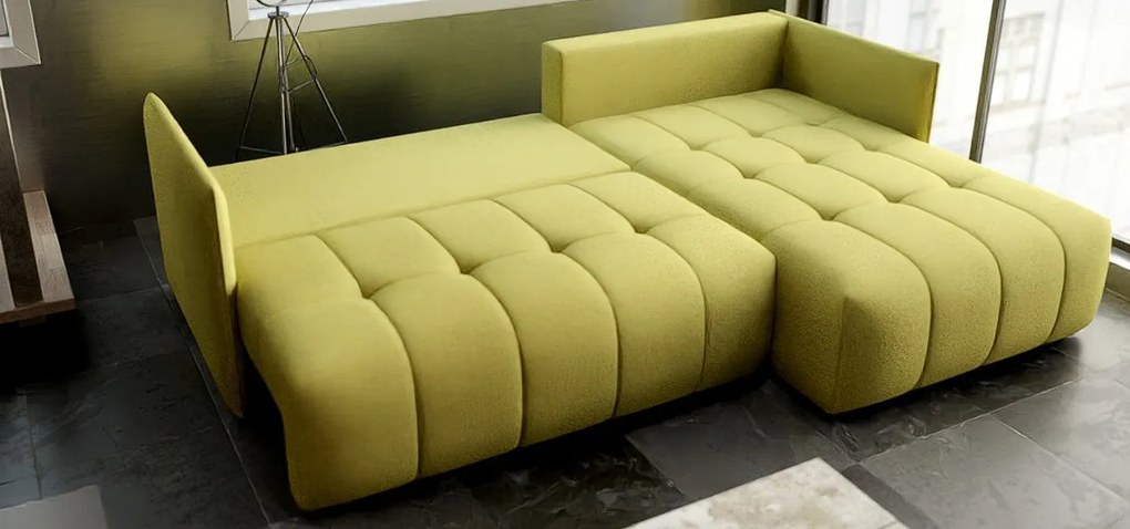 Colțar extensibil dumonde cu ladă de depozitare si sezut confortabil din spuma high-density, Malta Enjoy Green II 235x185 cm