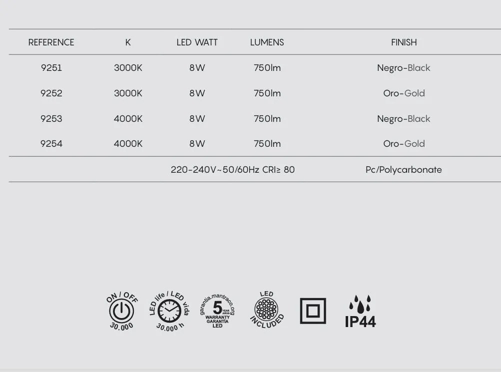 Aplica baie LED 4000K, Protectie IP44 Antiga auriu