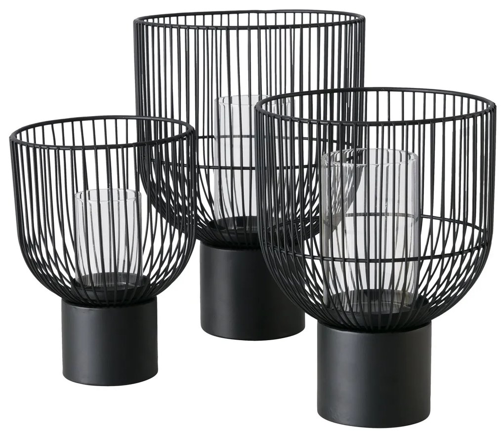 Set 3 sfeșnice  metalice Candy,  negru