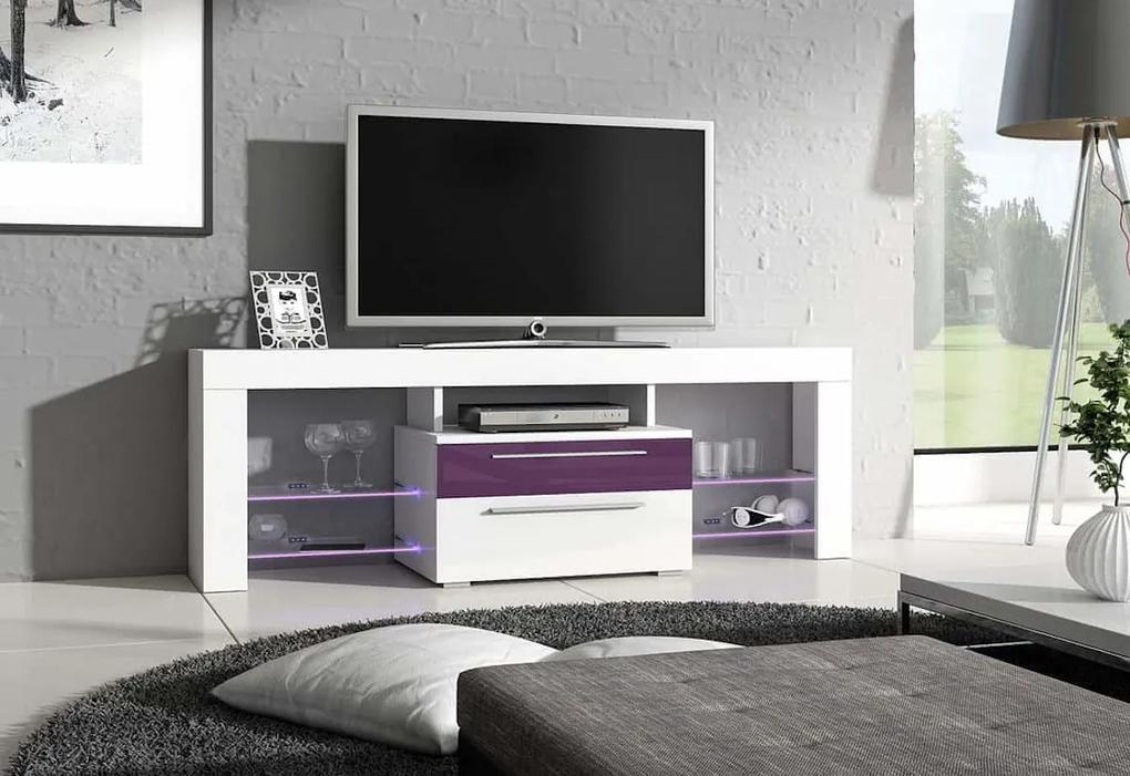 Expedo Comodă TV STANLEY Plus, alb/violet luciu
