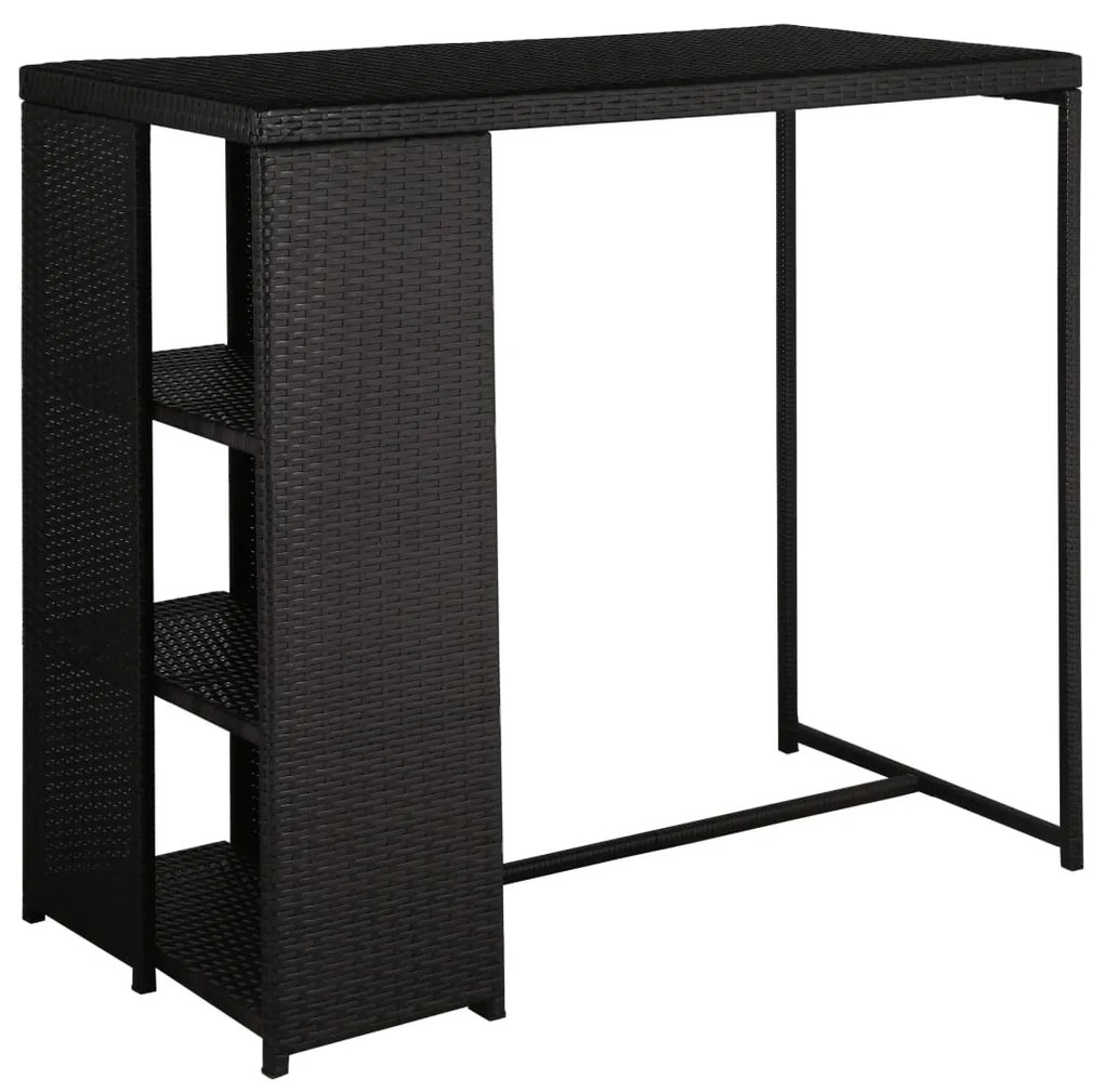 Set mobilier bar de gradina cu perne, 5 piese, negru, poliratan