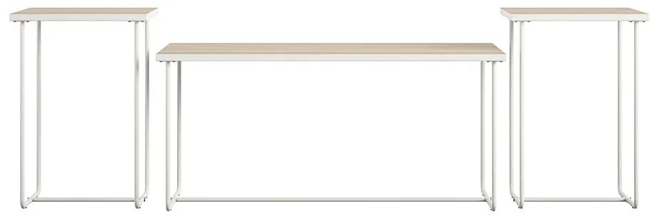 Mese consolă albe/în culoare naturală 3 buc. cu blat cu aspect de lemn de frasin 50x100 cm Dante – Støraa