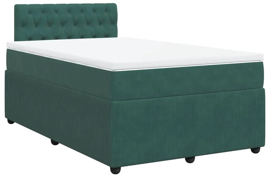 3287695 vidaXL Pat box spring cu saltea, verde închis, 120x190 cm, catifea