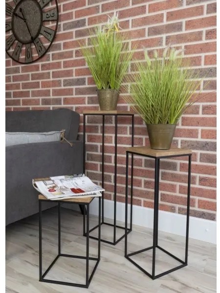 Suport flori BASICLOFT 80x24 negru/maro