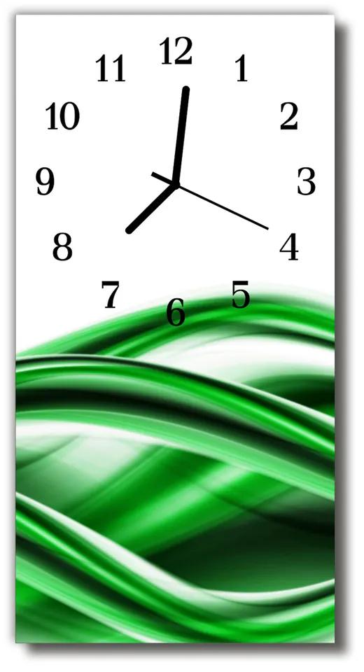 Ceas de perete din sticla vertical Arta abstracție undă verde