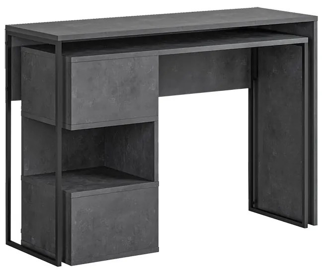 Birou extensibil Badau melamina gri inchis 110x37x77cm