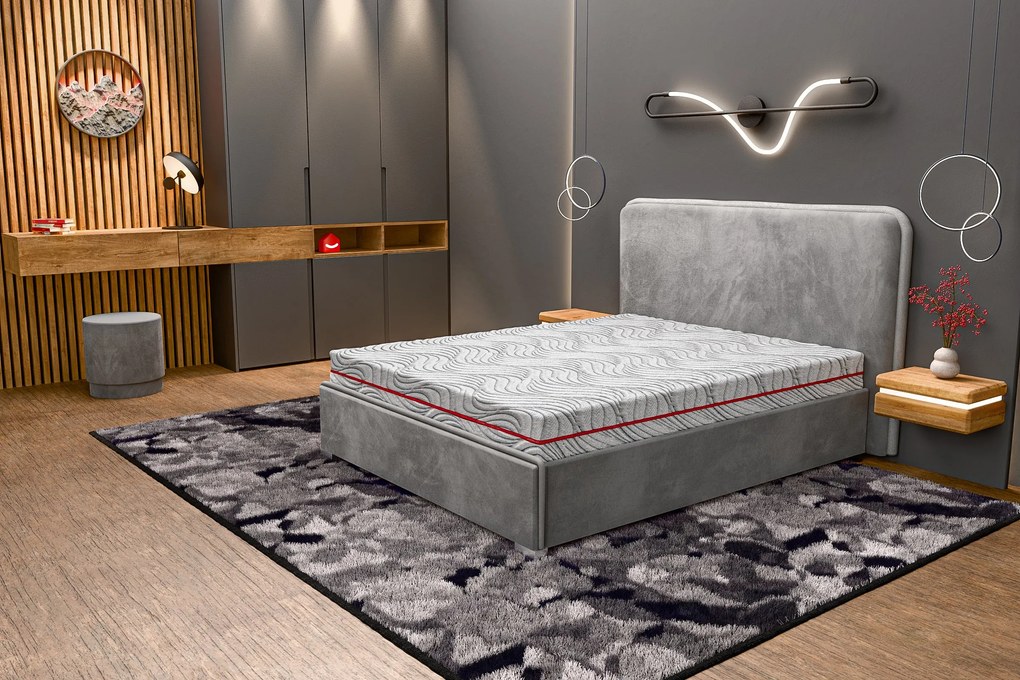 Saltea WAVE MULTILAYER, spumă cu memorie, spumă reziliență mare, husă hipoalergenică detașabilă și lavabilă, superortopedică, grosime 20 cm, 80x190