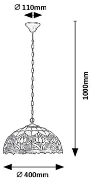 Brilagi - candelabru Tiffany cu vitralii pe lanț LORAS 2xE27/60W/230V