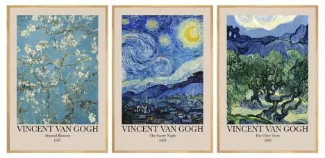 SET 3x pictură în ramă foto 50x70 cm Vincent van Gogh