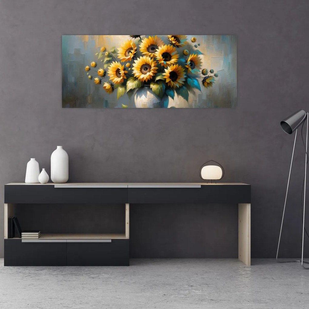 Tablou – Vază cu floarea-soarelui (120x50 cm)