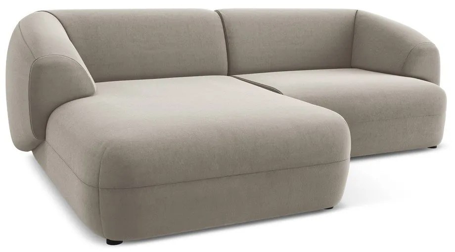 Colțar bej cu tapițerie din catifea (cu colț pe partea stângă) Moana – Makamii