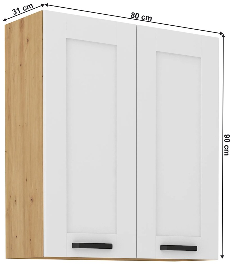 Dulap superior Lesana 2 (alb + stejar artisan) 80 G-90 2 F . 1063966