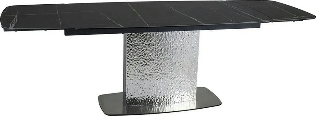 Masa extensibila MONCLER, negru/crom, sticla/ceramica/metal, 160/240x9