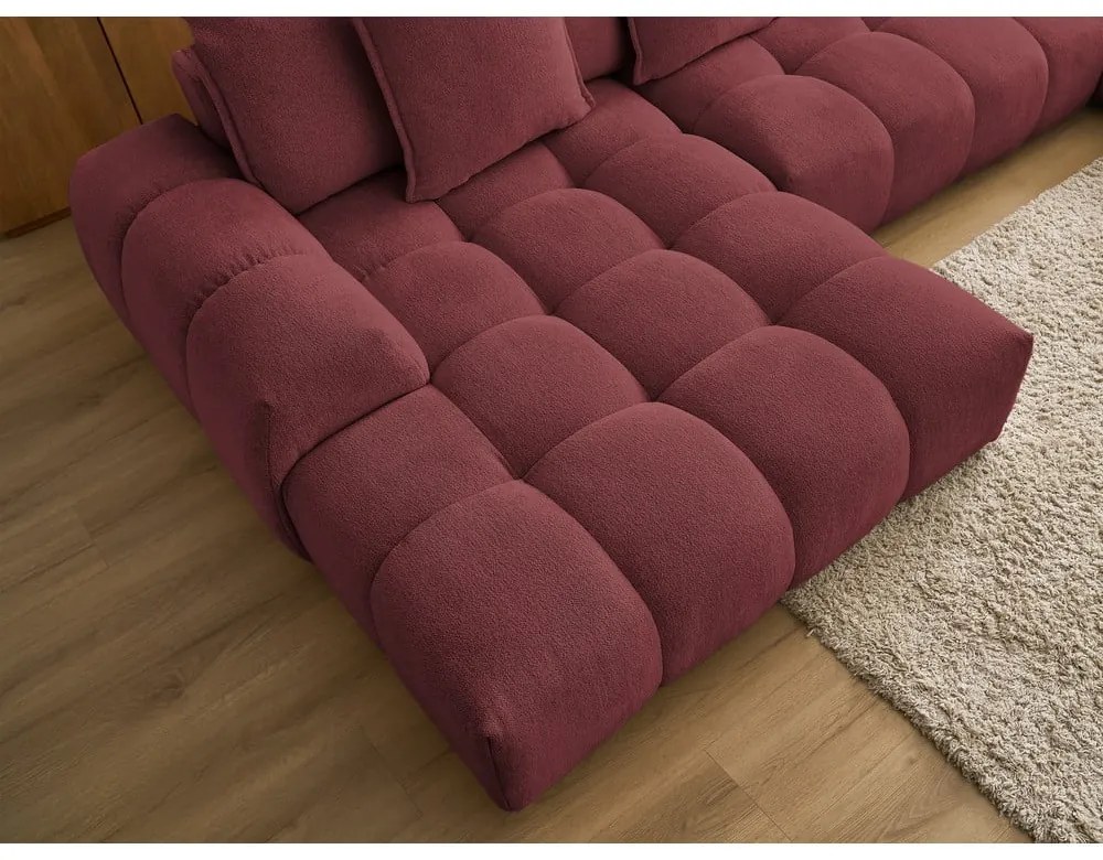 Colțar burgundy extensibil/cu spațiu de depozitare cu tapițerie din chenille (cu colț pe partea dreaptă/în formă de "U") Everest – Bobochic Paris