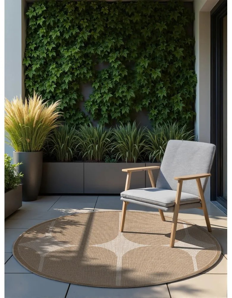 Covor pentru exterior și interior bej/fildeș rotund ø 160 cm Duet Bowen – NORTHRUGS