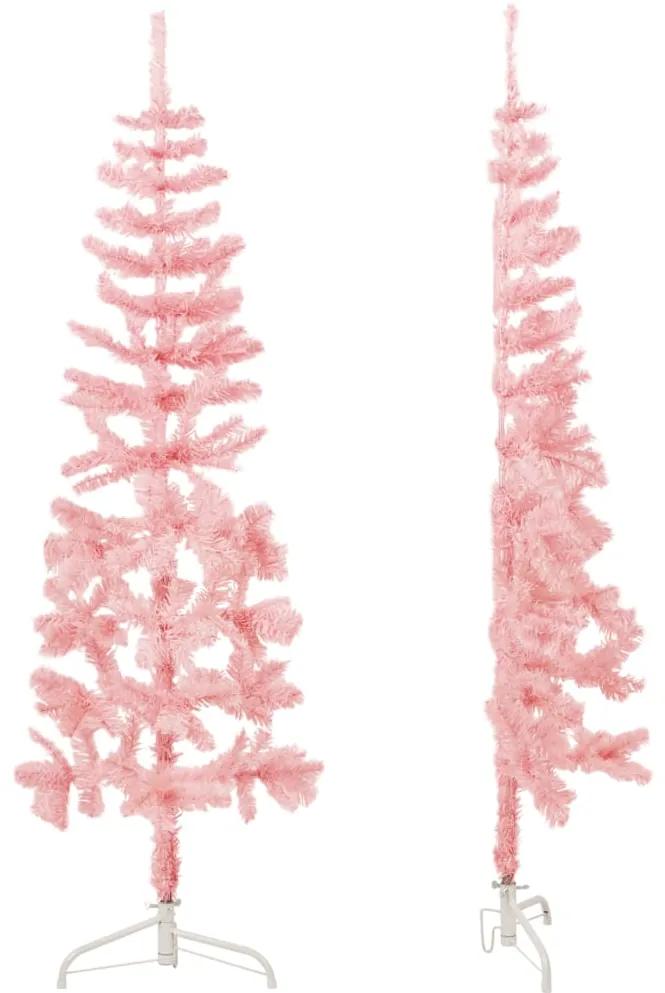 Jumatate brad de Craciun subtire cu suport, roz, 150 cm 1, Roz, 150 cm