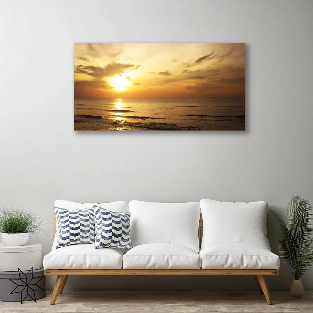 Tablou pe panza canvas Marea Peisaj Galben Gri