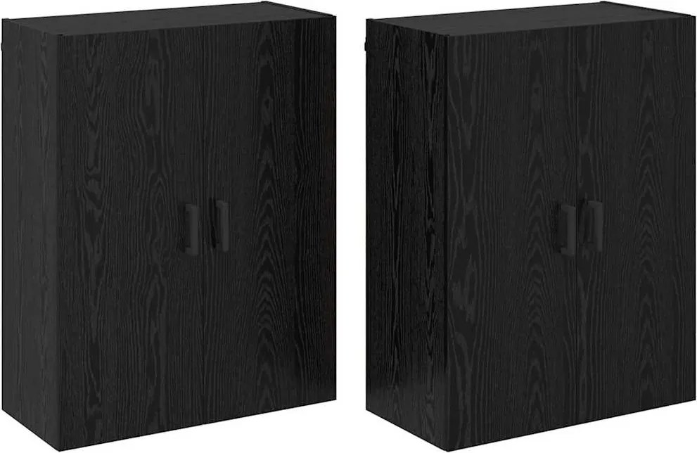 vidaXL Dulap montat pe perete 2 pcs Stejar Negru 69,5 x 34 x 90 cm