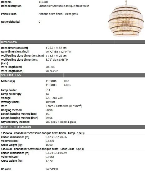 Candelabru design elegant LUX Scottsdale, alama antica 115340 HZ