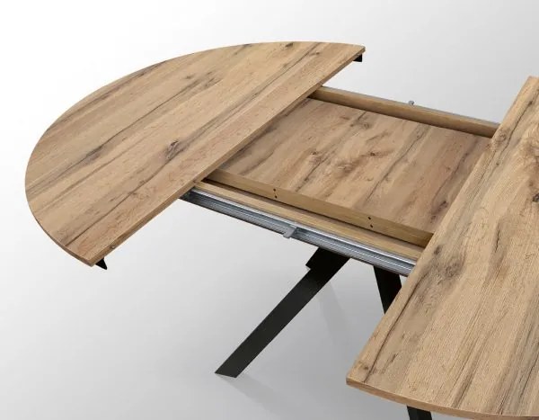 PAZZO DESIGN Masă extensibilă Gabri, picioare încrucișate Shangay rotundă, fabricată în Italia, bază neagră, stejar rustic | Aosom Romania
