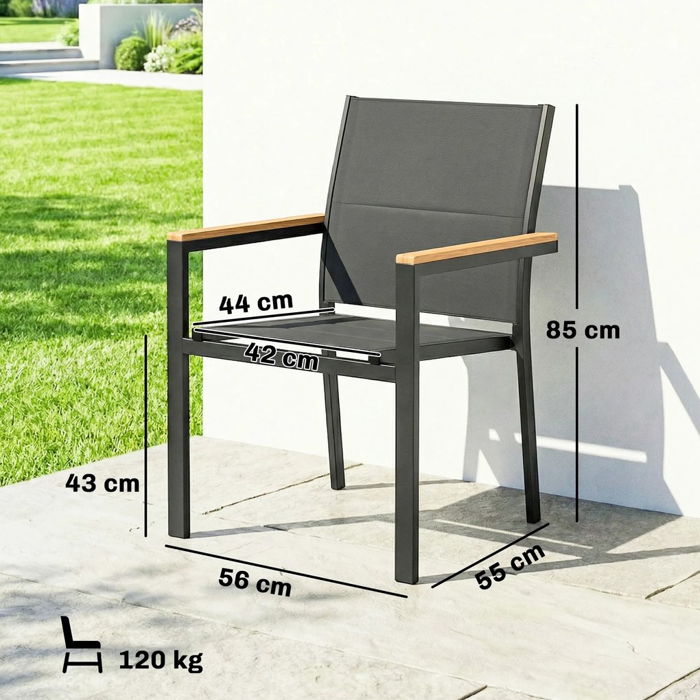 Outsunny Set 2 Scaune Grădină Empilabile cu Șezut și Spătar Capitonați, Gri Închis | Aosom Romania