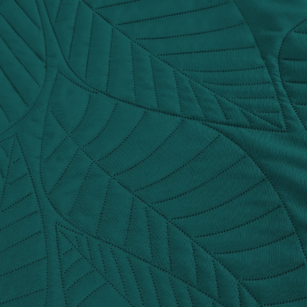 Cuvertura turcoaz pentru pat cu model LEAVES Dimensiune: 170 x 210 cm