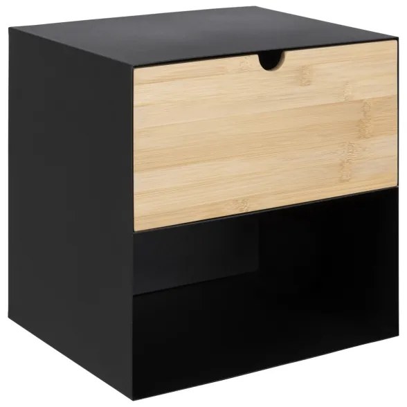 Noptieră cu posibilitate de montare pe perete BEKIM negru/bambus