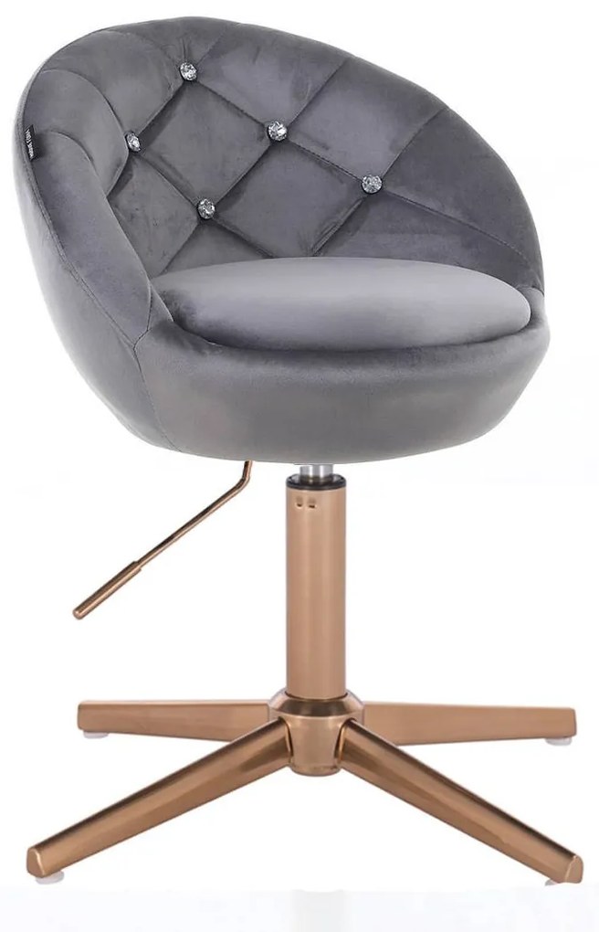 HR948CROSS Scaun Grafit din Catifea cu Bază Aurie