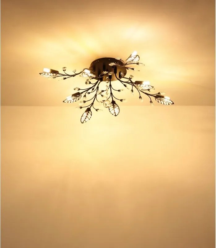 Plafoniera metal negru mat, cristale acrilice JANIS