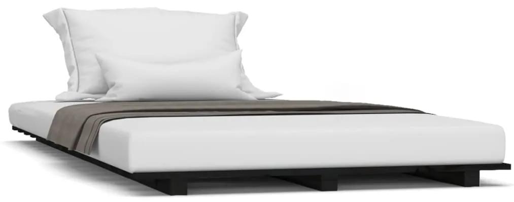 824597 vidaXL Cadru de pat, negru, 75x190 cm, lemn masiv de pin