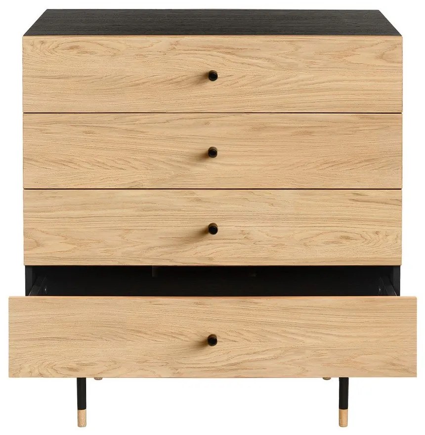 Comodă neagră/în culoare naturală înaltă cu aspect de lemn de stejar 80x87 cm Jugend – Woodman