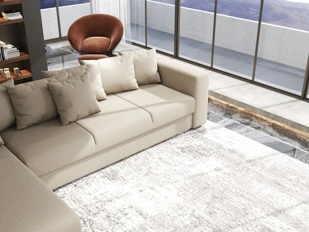 Colțar extensibil dumonde cu ladă de depozitare si sezut confortabil din spuma high-density, Gloria Enjoy Camel 320x183 cm