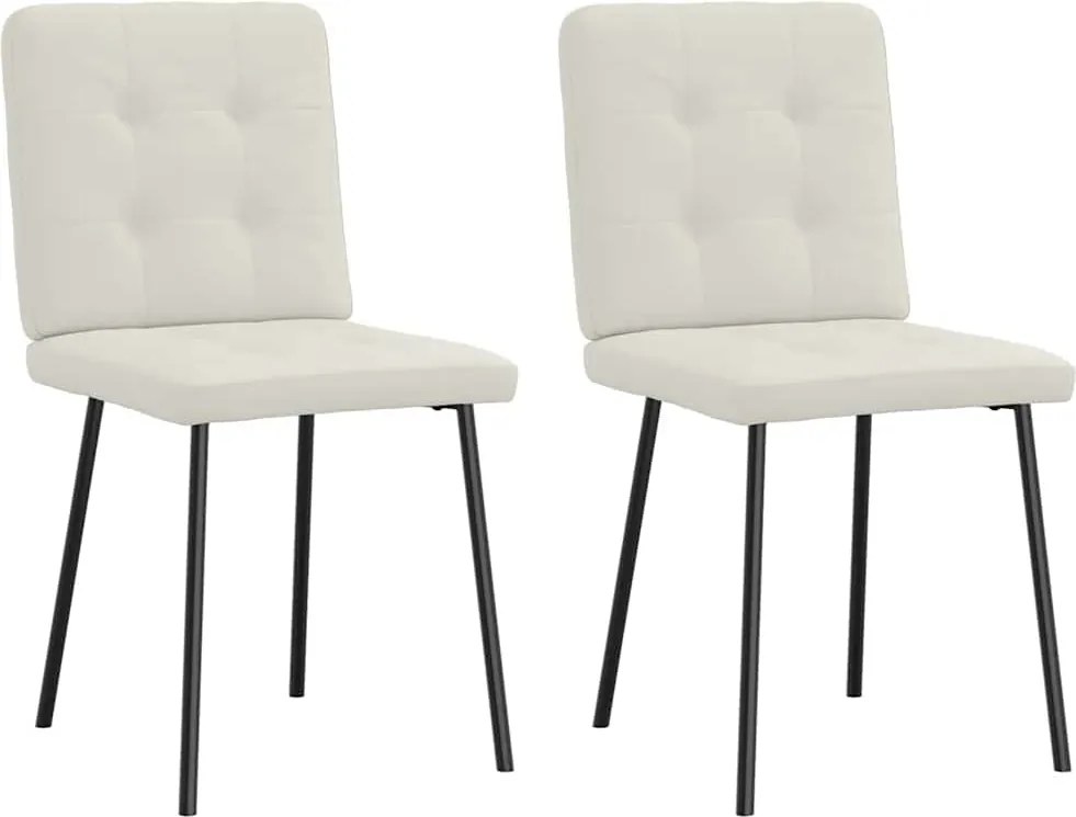 vidaXL Scaune de bucătărie, 2 buc., crem, catifea