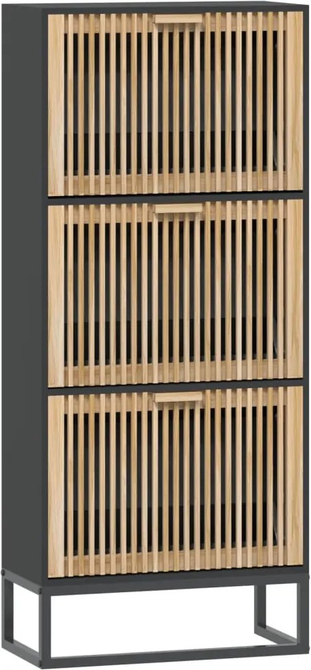 vidaXL Pantofar, negru, 52x25x120 cm, lemn prelucrat