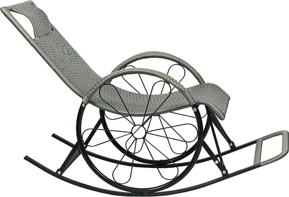 Scaun de balansare, ratan/metal, gri, ROKIN