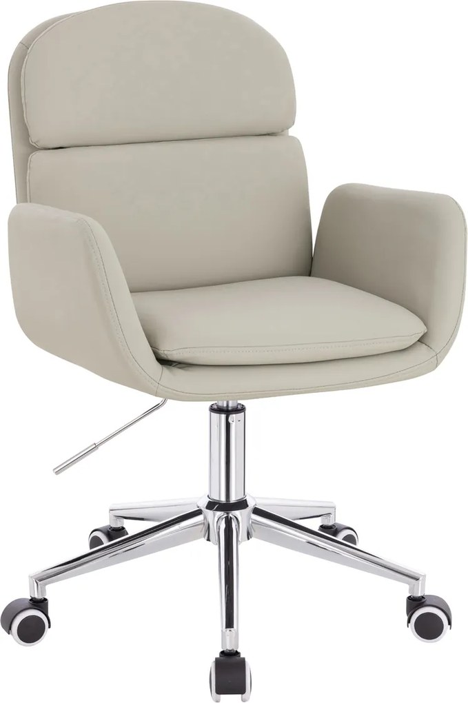 HR480K Scaun Ecru Piele Ecologica Premium Soft cu Bază Cromata