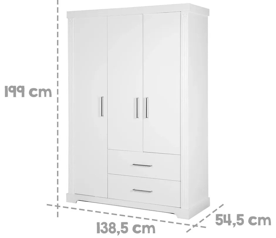 Șifonier pentru copii alb 139x199 cm Maxi – Roba